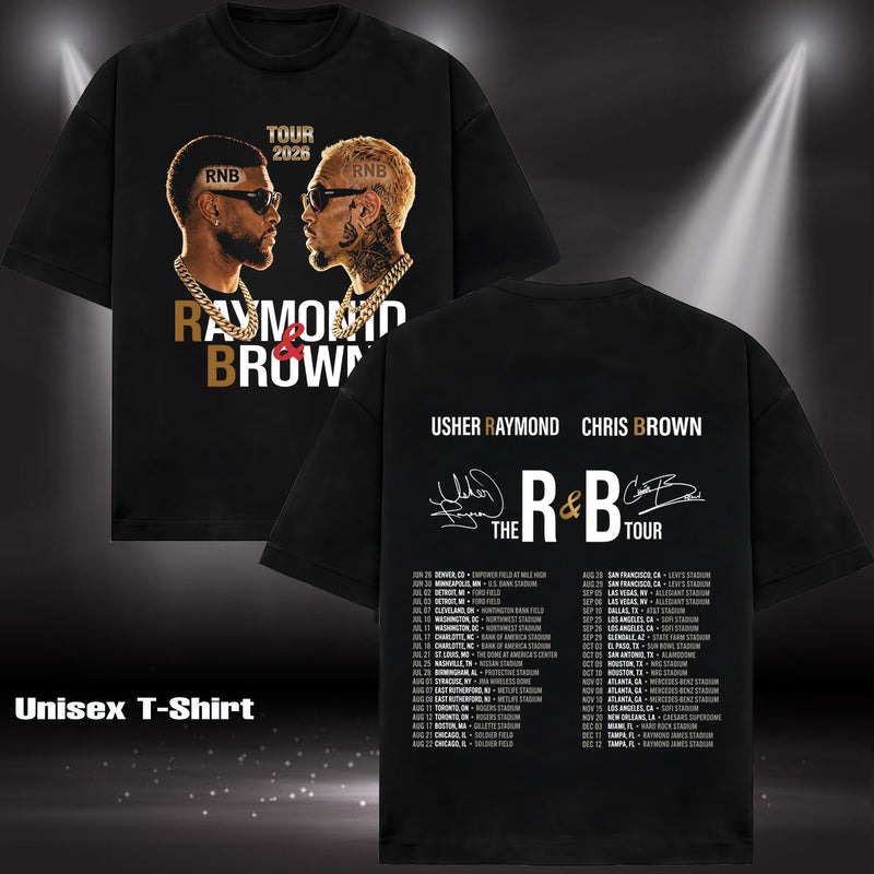 Retro Chris Brown x Usher R&B Tour 2026 T-Shirt, Hoodie