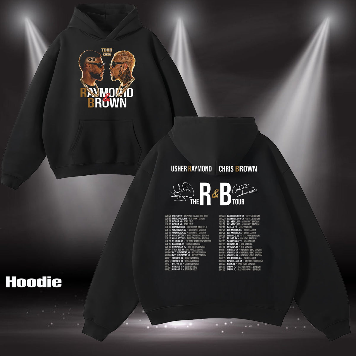 Retro Chris Brown x Usher R&B Tour 2026 T-Shirt, Hoodie