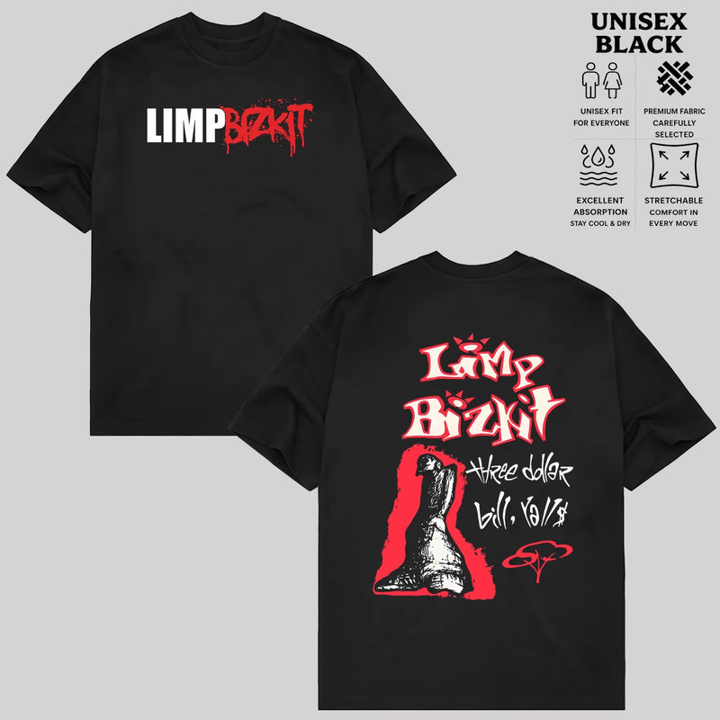 Retro Vintage 1997 Limp Bizkit Black Double Sided T Shirt & Hoodie
