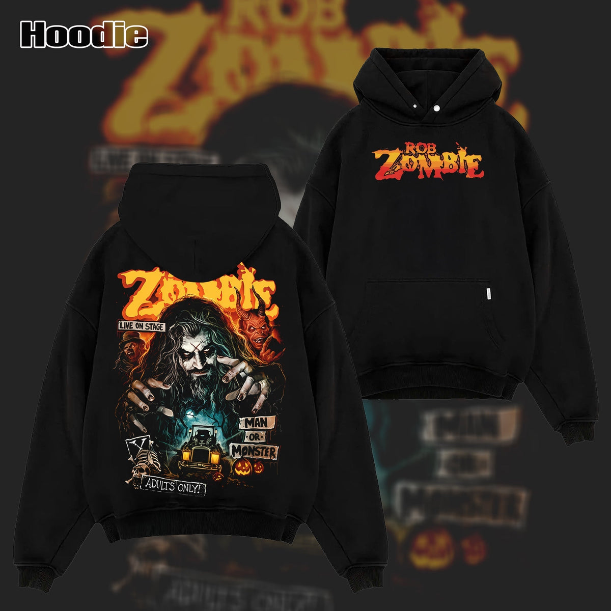 Vintage Rare Rob Zombie Band Man or Monster T-shirt & Hoodie
