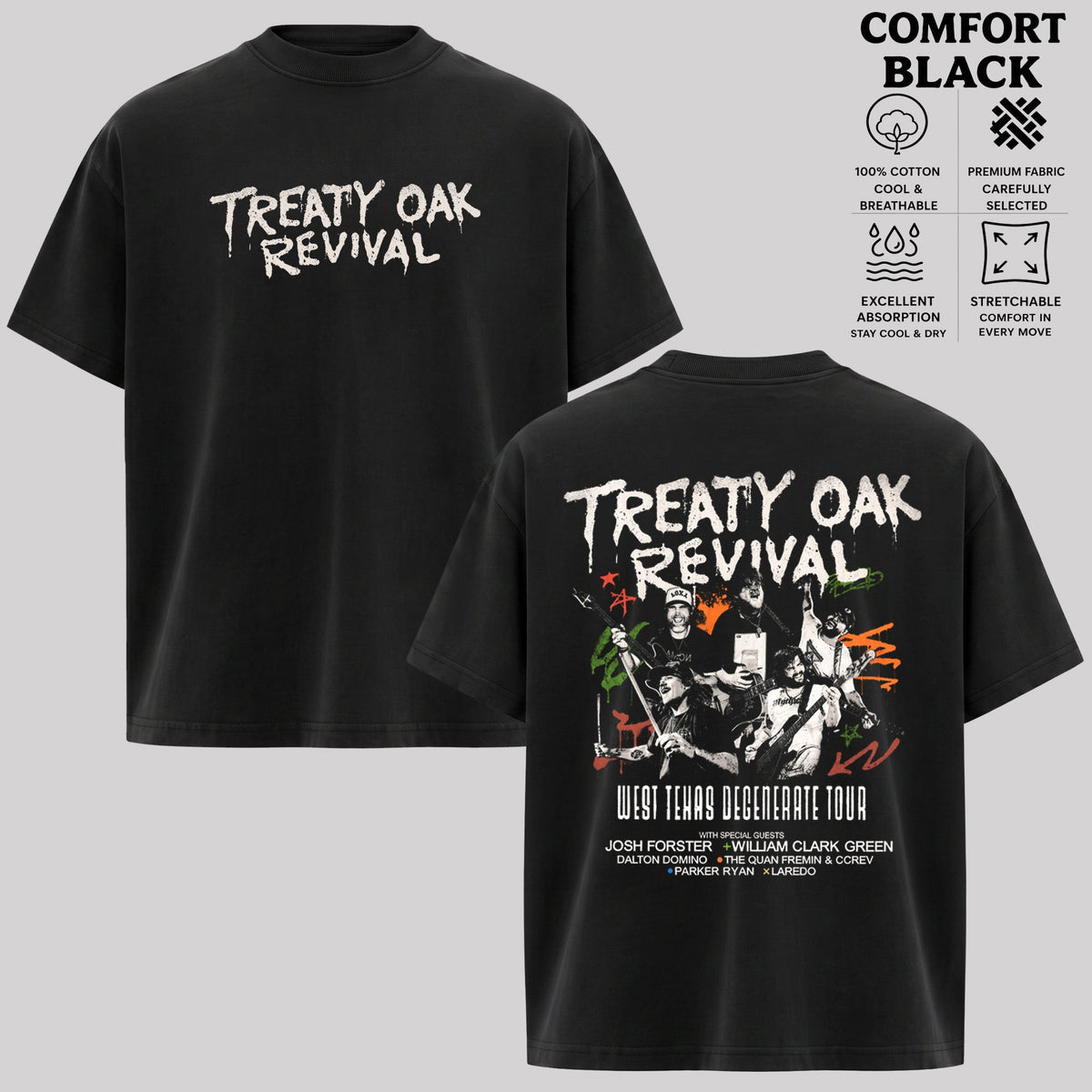 Treaty Oak Revival West Texas Degenerate Tour 2026 North American City Dates Two Sided T-Shirt