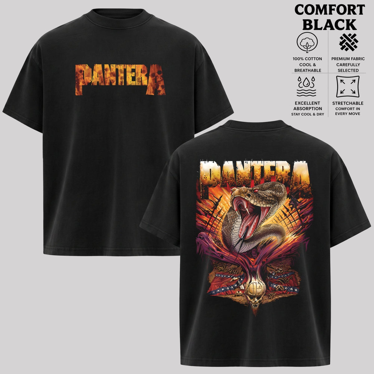 Pantera Snake Artwork Graphic T-Shirt & Hoodie